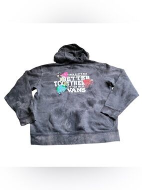 Vans Off The Wall Mens M Mushroom Hoodie Black Tie Dye Psychedelic Sweatshirt